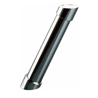angled chrome finished legs used to raise glass from a solid surface beneath