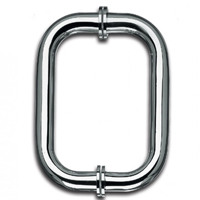 silver door handle for use with glass