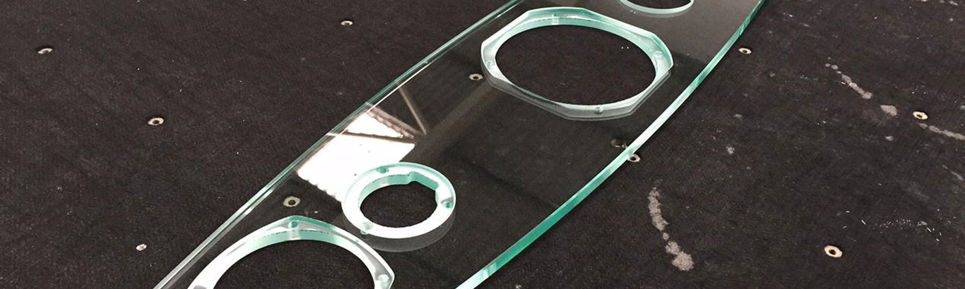 19mm glass with recesses machined into its surface