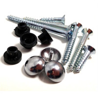 screws with chrome dome caps and rubber grommets spread out