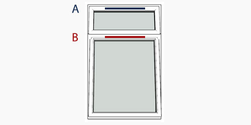 possible positions for trickle vents using the selected window configuration