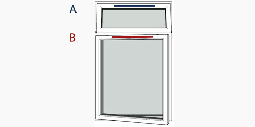 possible positions for trickle vents using the selected window configuration