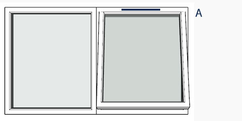 possible positions for trickle vents using the selected window configuration