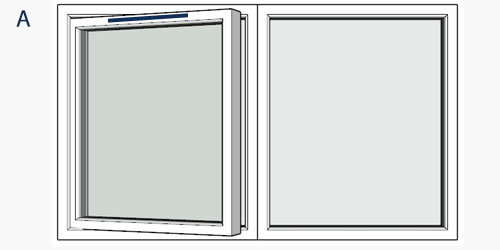 possible positions for trickle vents using the selected window configuration