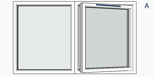 possible positions for trickle vents using the selected window configuration