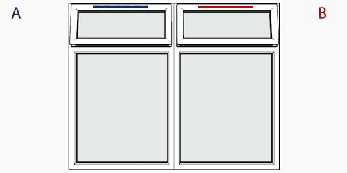 possible positions for trickle vents using the selected window configuration
