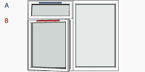 possible positions for trickle vents using the selected window configuration
