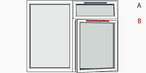 possible positions for trickle vents using the selected window configuration