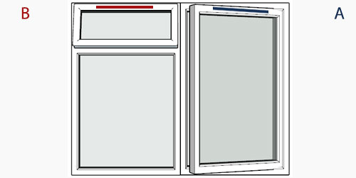 possible positions for trickle vents using the selected window configuration