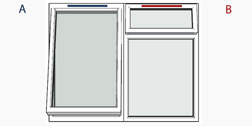possible positions for trickle vents using the selected window configuration