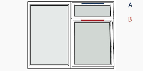 possible positions for trickle vents using the selected window configuration