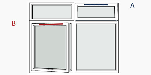 possible positions for trickle vents using the selected window configuration