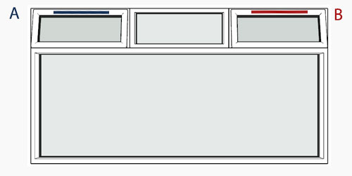 possible positions for trickle vents using the selected window configuration