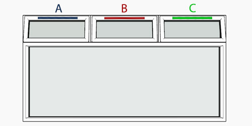 possible positions for trickle vents using the selected window configuration