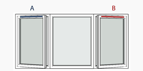 possible positions for trickle vents using the selected window configuration