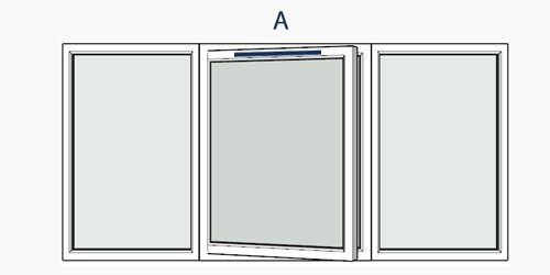 possible positions for trickle vents using the selected window configuration