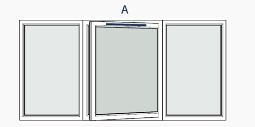 possible positions for trickle vents using the selected window configuration