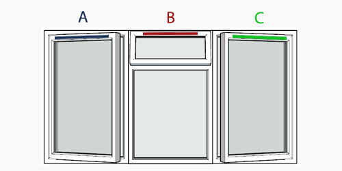 possible positions for trickle vents using the selected window configuration
