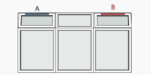 possible positions for trickle vents using the selected window configuration