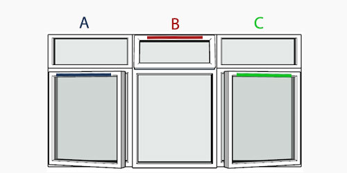 possible positions for trickle vents using the selected window configuration