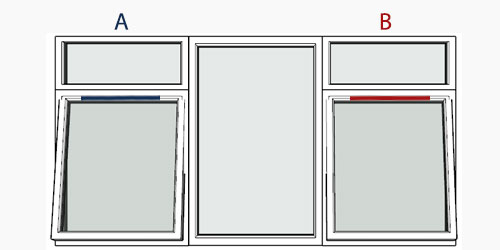possible positions for trickle vents using the selected window configuration