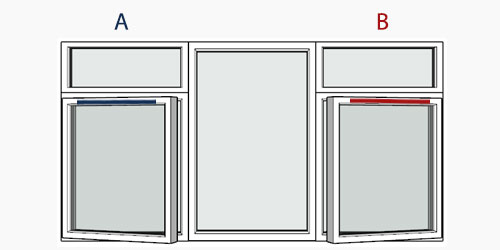 possible positions for trickle vents using the selected window configuration