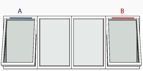 possible positions for trickle vents using the selected window configuration