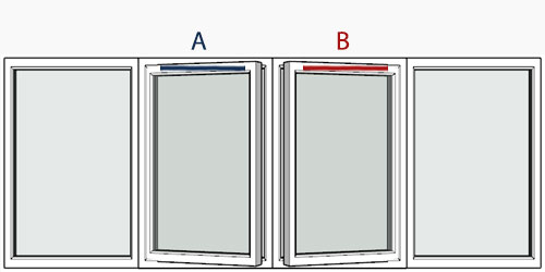 possible positions for trickle vents using the selected window configuration