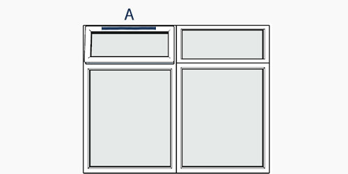 possible positions for trickle vents using the selected window configuration