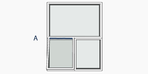 possible positions for trickle vents using the selected window configuration