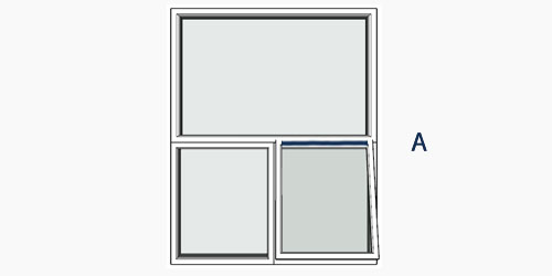 possible positions for trickle vents using the selected window configuration