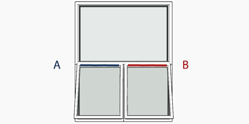 possible positions for trickle vents using the selected window configuration