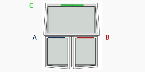possible positions for trickle vents using the selected window configuration